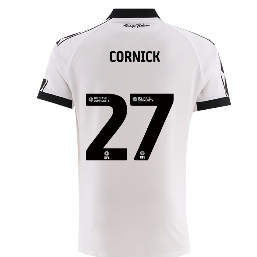 Danxen Hombre Camiseta Harry Cornick #27 Blanco Negro 2ª Equipación 2025/26 La Camisa