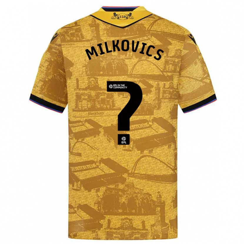 Danxen Hombre Camiseta Márton Milkovics #0 Oro Negro 2ª Equipación 2025/26 La Camisa