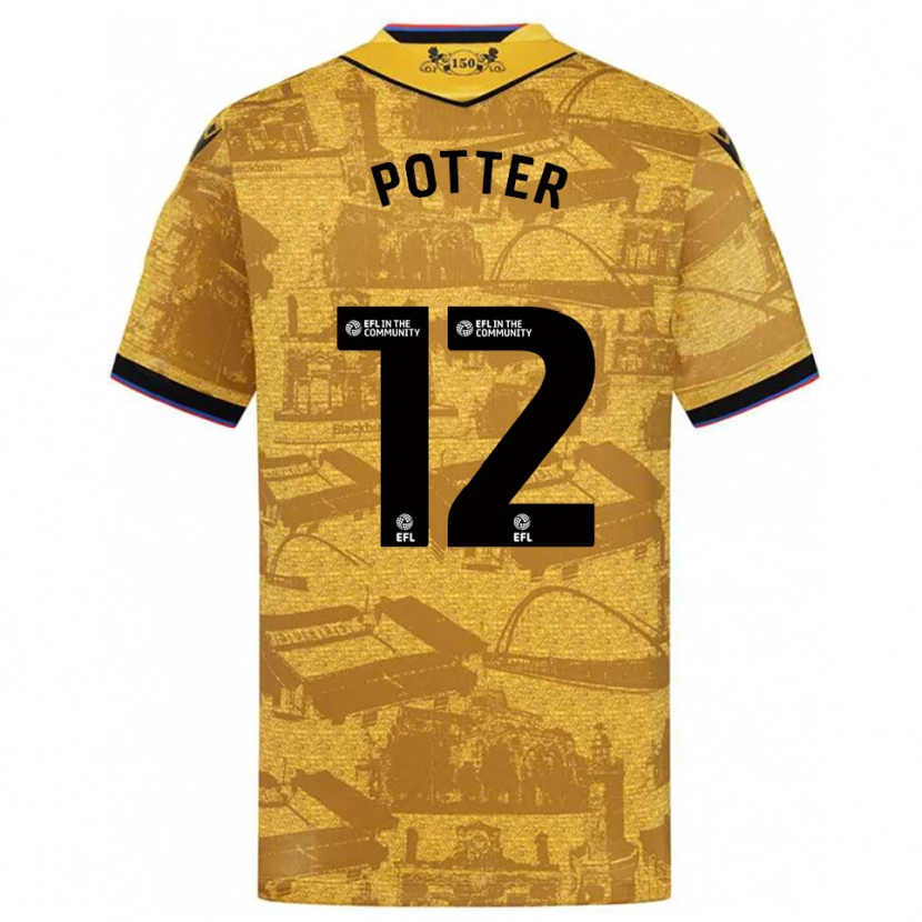 Danxen Hombre Camiseta Aaron Potter #12 Oro Negro 2ª Equipación 2025/26 La Camisa