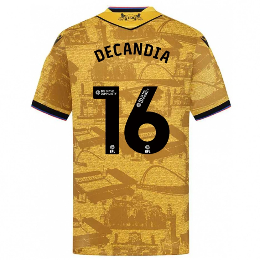 Danxen Hombre Camiseta Michael Decandia #16 Oro Negro 2ª Equipación 2025/26 La Camisa