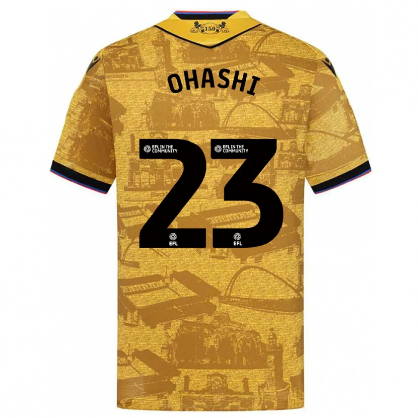Danxen Hombre Camiseta Yuki Ohashi #23 Oro Negro 2ª Equipación 2025/26 La Camisa