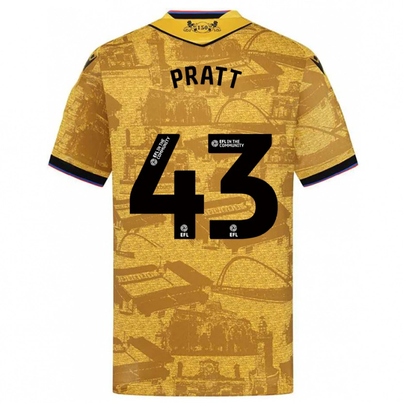 Danxen Hombre Camiseta George Pratt #43 Oro Negro 2ª Equipación 2025/26 La Camisa