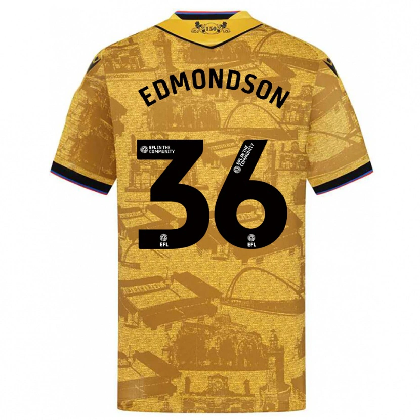 Danxen Hombre Camiseta James Edmondson #36 Oro Negro 2ª Equipación 2025/26 La Camisa