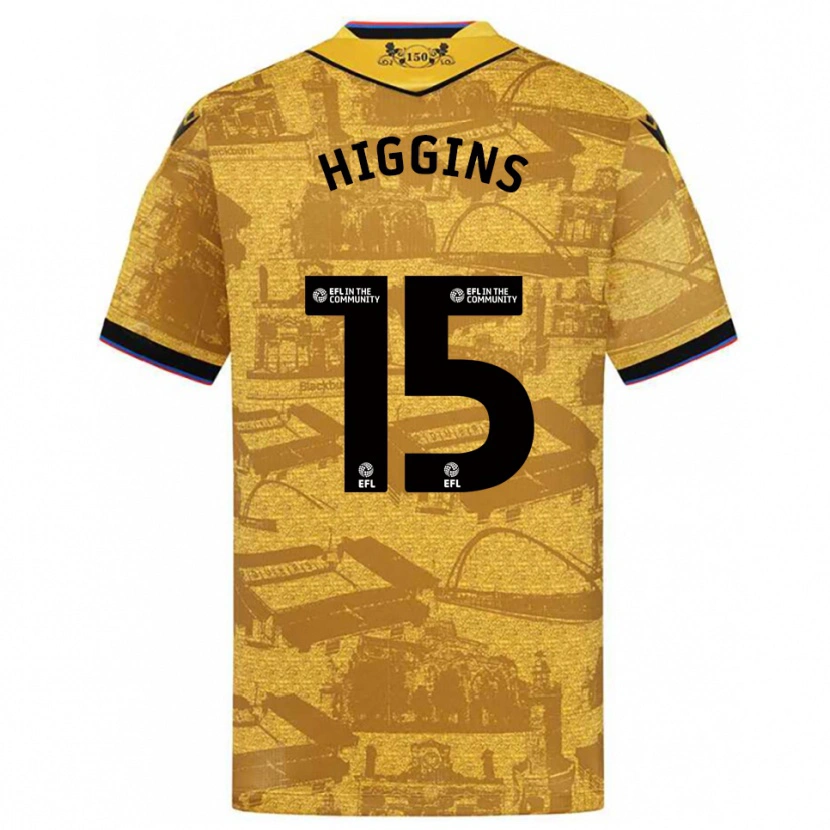 Danxen Hombre Camiseta Harvey Higgins #15 Oro Negro 2ª Equipación 2025/26 La Camisa