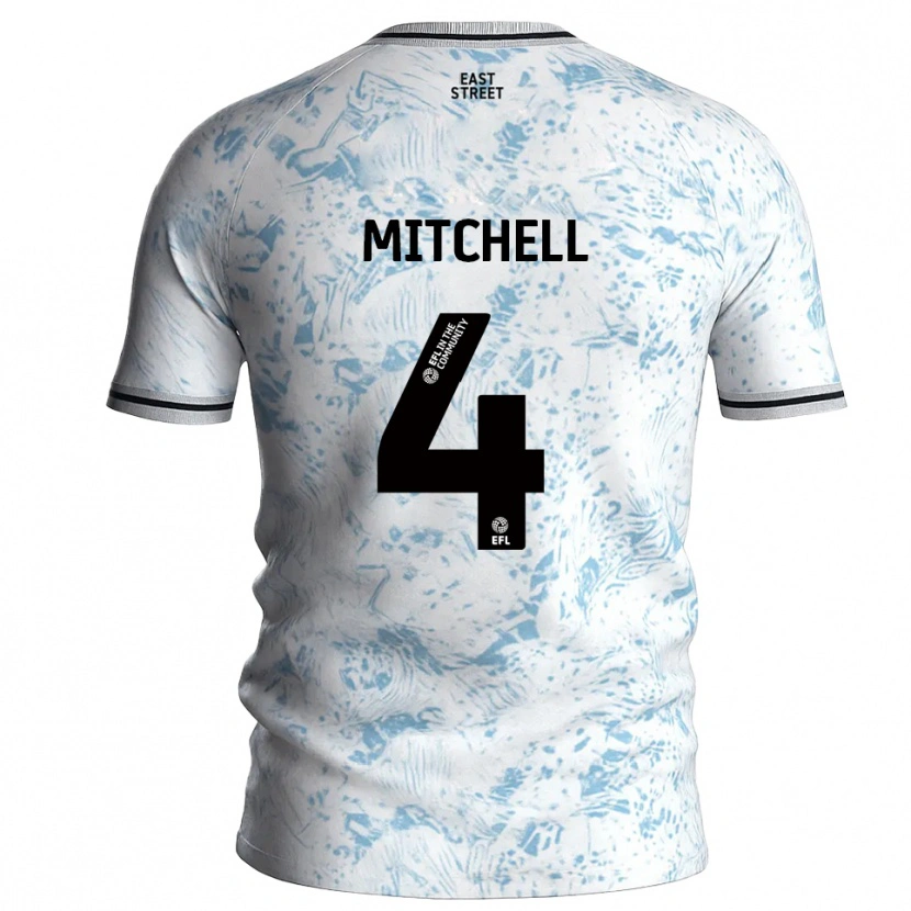 Danxen Hombre Camiseta Alex Mitchell #4 Blanco Azul Celeste 2ª Equipación 2025/26 La Camisa