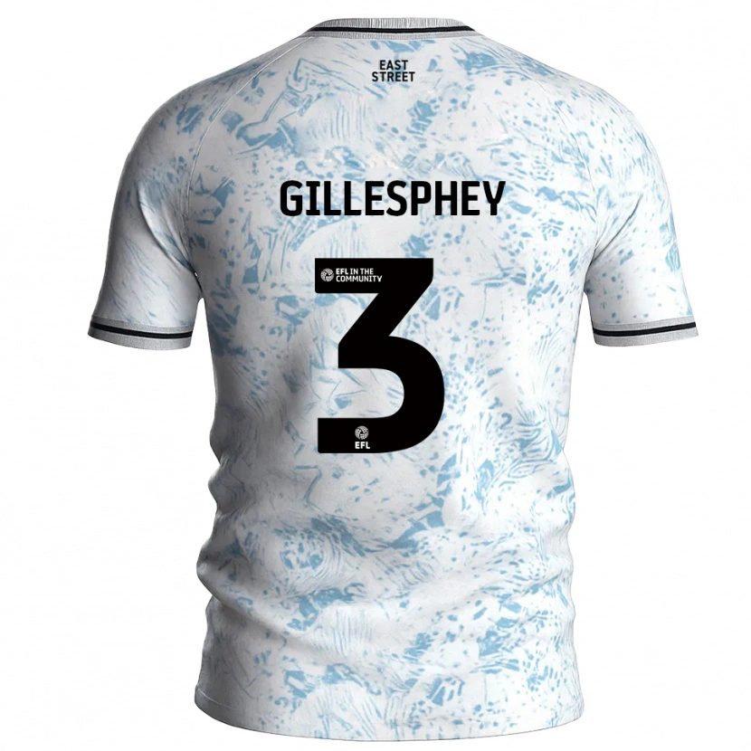 Danxen Hombre Camiseta Macaulay Gillesphey #3 Blanco Azul Celeste 2ª Equipación 2025/26 La Camisa