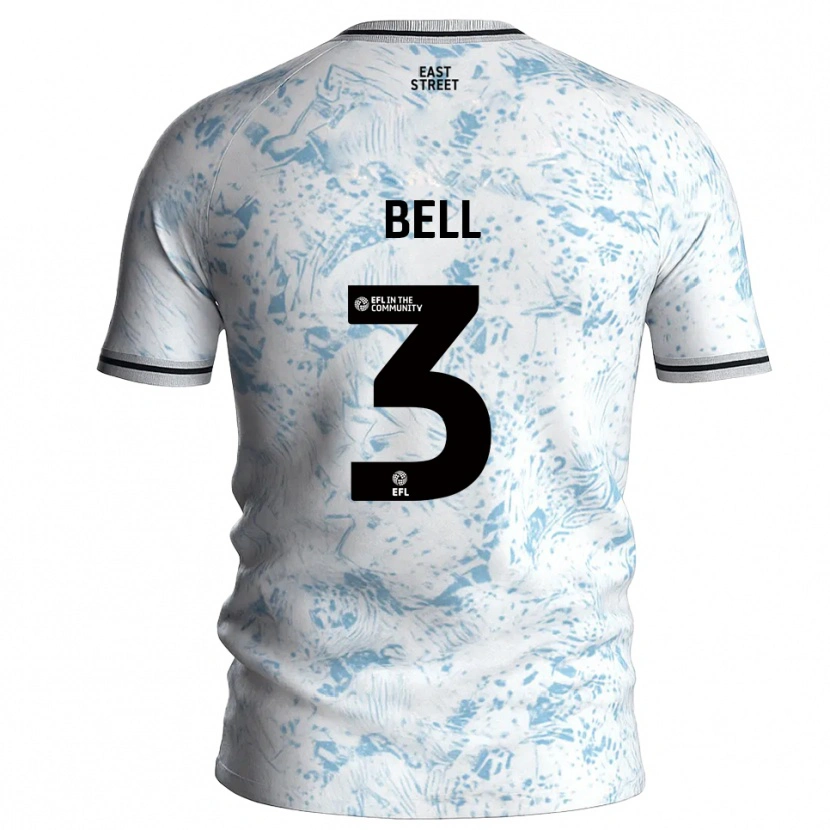 Danxen Hombre Camiseta Amari'i Bell #3 Blanco Azul Celeste 2ª Equipación 2025/26 La Camisa