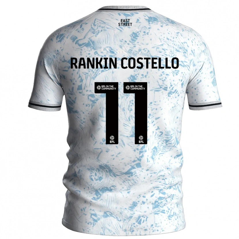 Danxen Hombre Camiseta Joe Rankin-Costello #11 Blanco Azul Celeste 2ª Equipación 2025/26 La Camisa