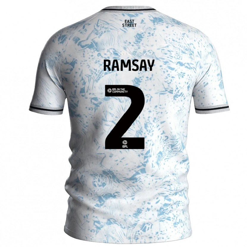 Danxen Hombre Camiseta Kayne Ramsay #2 Blanco Azul Celeste 2ª Equipación 2025/26 La Camisa