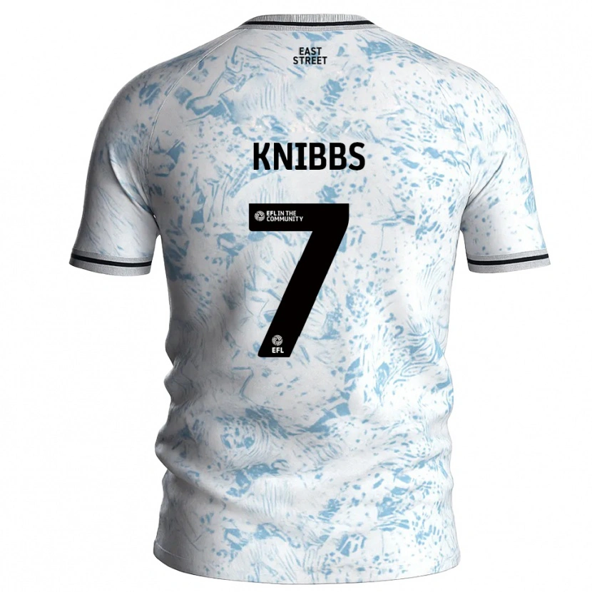 Danxen Hombre Camiseta Harvey Knibbs #7 Blanco Azul Celeste 2ª Equipación 2025/26 La Camisa