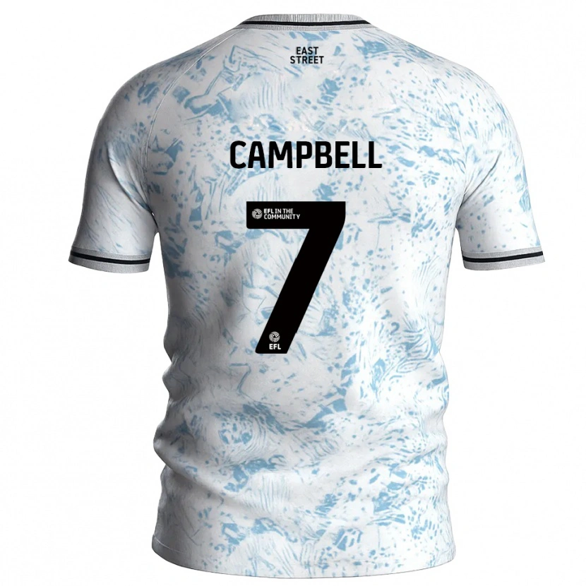Danxen Hombre Camiseta Tyreece Campbell #7 Blanco Azul Celeste 2ª Equipación 2025/26 La Camisa