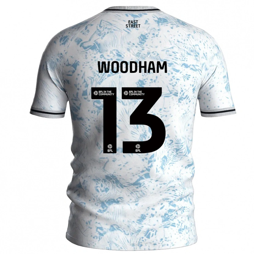 Danxen Hombre Camiseta Finley Woodham #13 Blanco Azul Celeste 2ª Equipación 2025/26 La Camisa