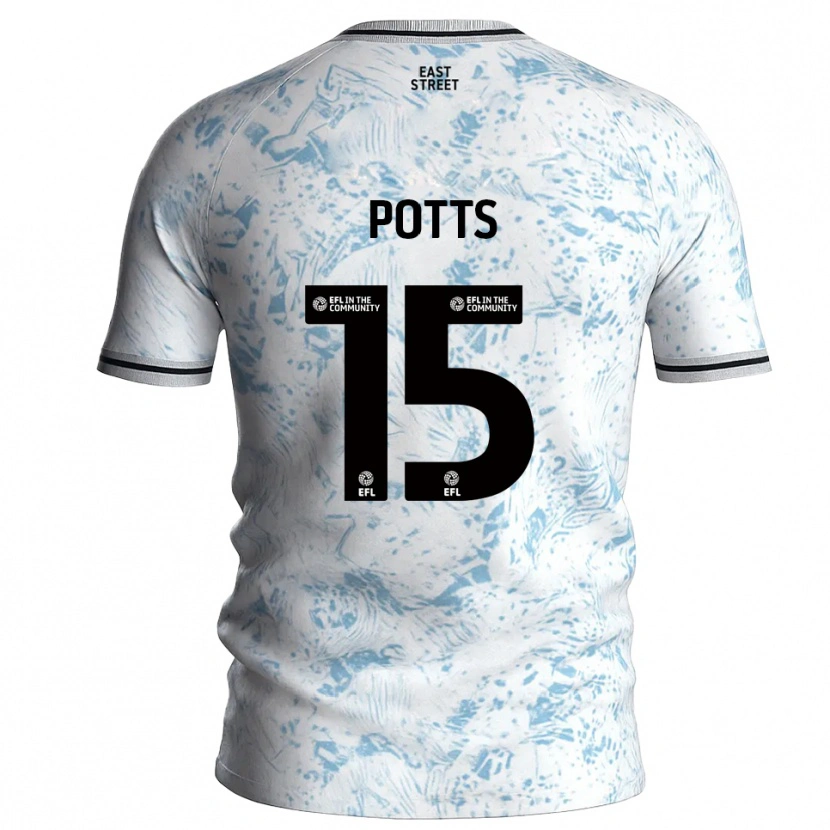 Danxen Hombre Camiseta Dan Potts #15 Blanco Azul Celeste 2ª Equipación 2025/26 La Camisa
