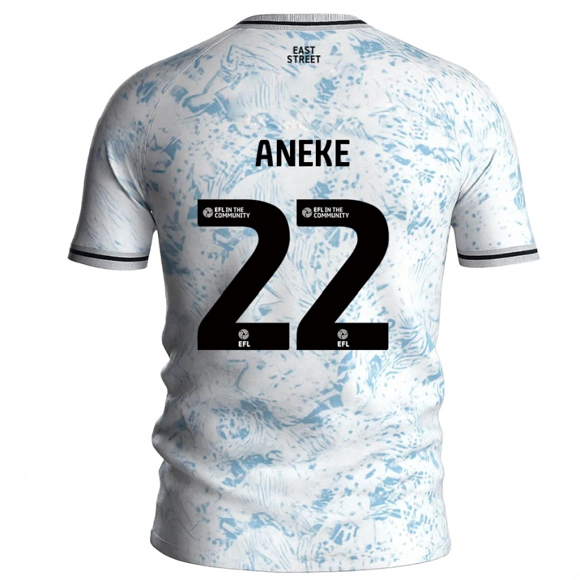 Danxen Hombre Camiseta Chuks Aneke #22 Blanco Azul Celeste 2ª Equipación 2025/26 La Camisa