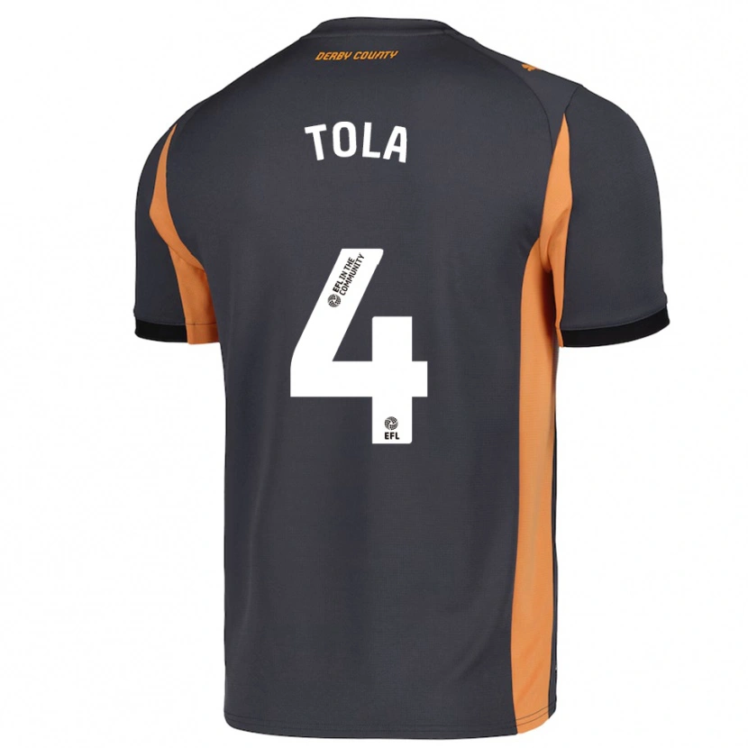 Danxen Hombre Camiseta Marsel Tola #4 Gris Naranja Negro 2ª Equipación 2025/26 La Camisa