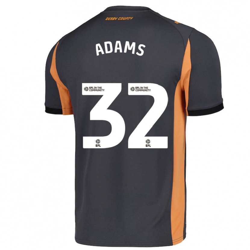 Danxen Hombre Camiseta Ebou Adams #32 Gris Naranja Negro 2ª Equipación 2025/26 La Camisa