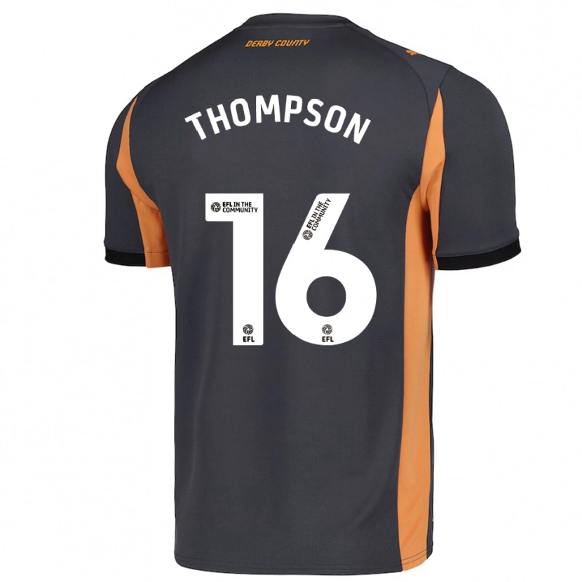 Danxen Hombre Camiseta Liam Thompson #16 Gris Naranja Negro 2ª Equipación 2025/26 La Camisa