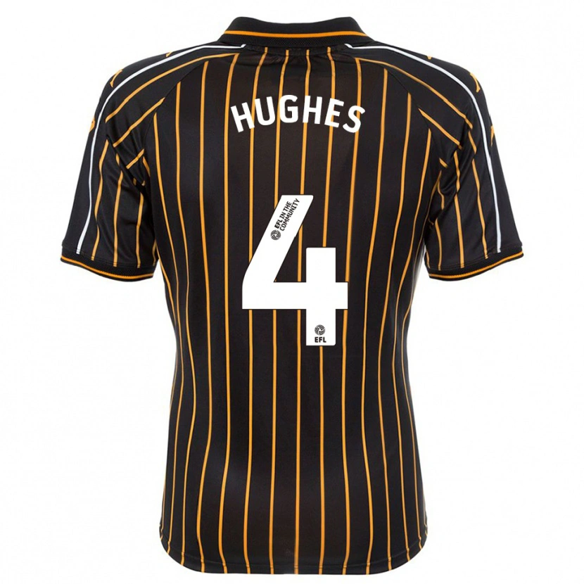 Danxen Hombre Camiseta Charlie Hughes #4 Blanco Negro 2ª Equipación 2025/26 La Camisa