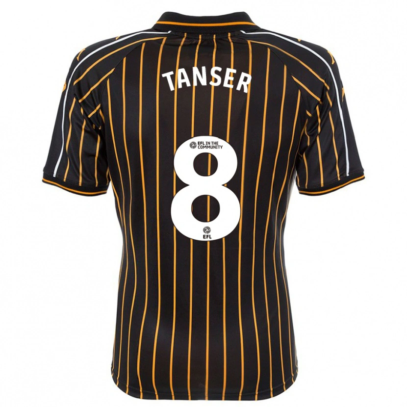 Danxen Hombre Camiseta Ellie Tanser #8 Blanco Negro 2ª Equipación 2025/26 La Camisa