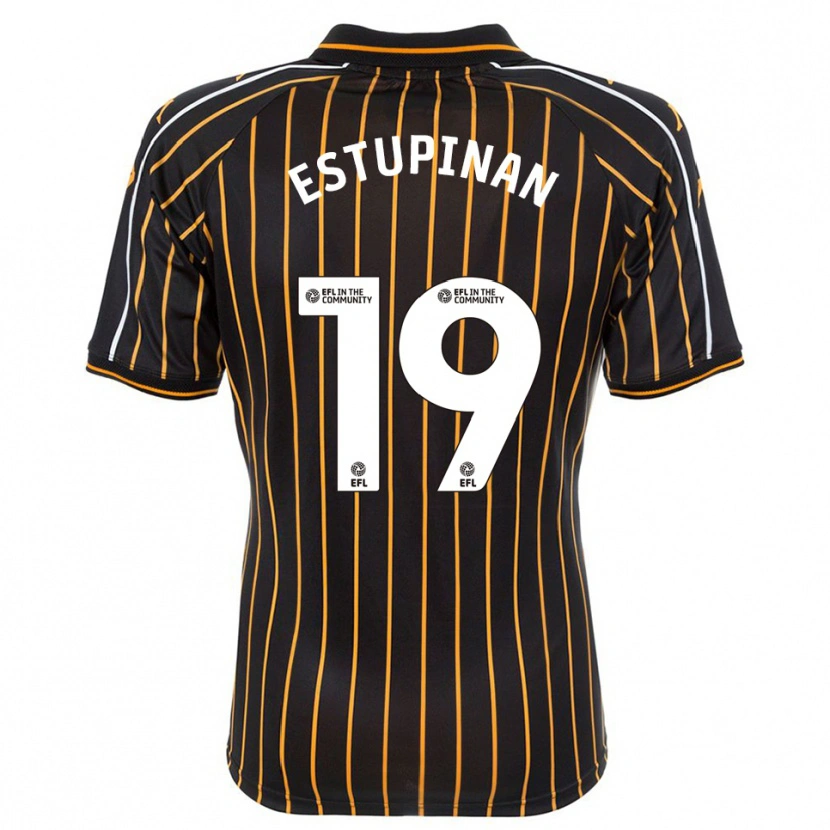 Danxen Hombre Camiseta Óscar Estupiñán #19 Blanco Negro 2ª Equipación 2025/26 La Camisa