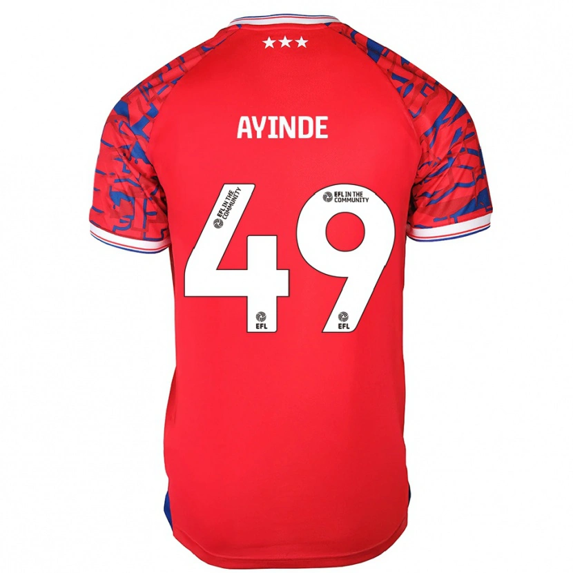 Danxen Hombre Camiseta Leon Ayinde #49 Rojo Azul 2ª Equipación 2025/26 La Camisa