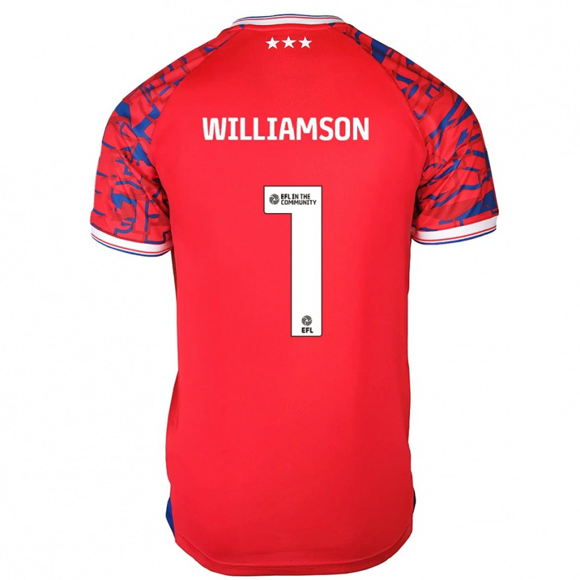 Danxen Hombre Camiseta Woody Williamson #1 Rojo Azul 2ª Equipación 2025/26 La Camisa