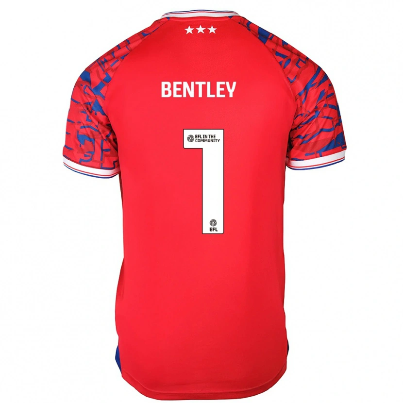 Danxen Hombre Camiseta Josh Bentley #1 Rojo Azul 2ª Equipación 2025/26 La Camisa