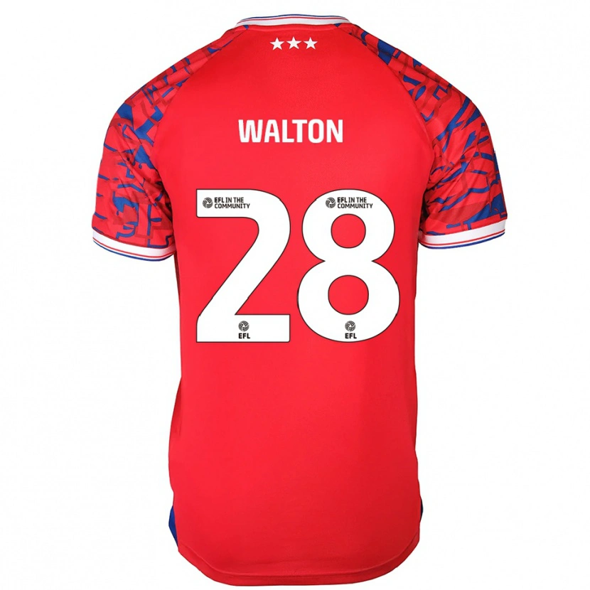 Danxen Hombre Camiseta Christian Walton #28 Rojo Azul 2ª Equipación 2025/26 La Camisa
