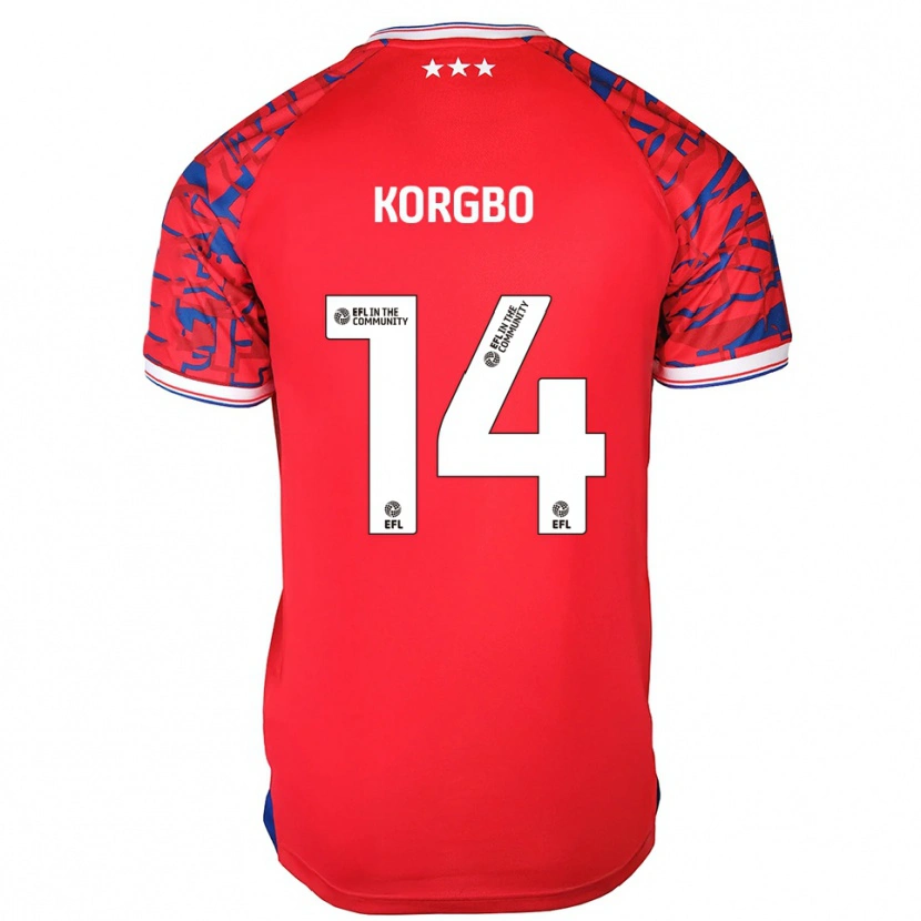 Danxen Hombre Camiseta Kelvin Korgbo #14 Rojo Azul 2ª Equipación 2025/26 La Camisa