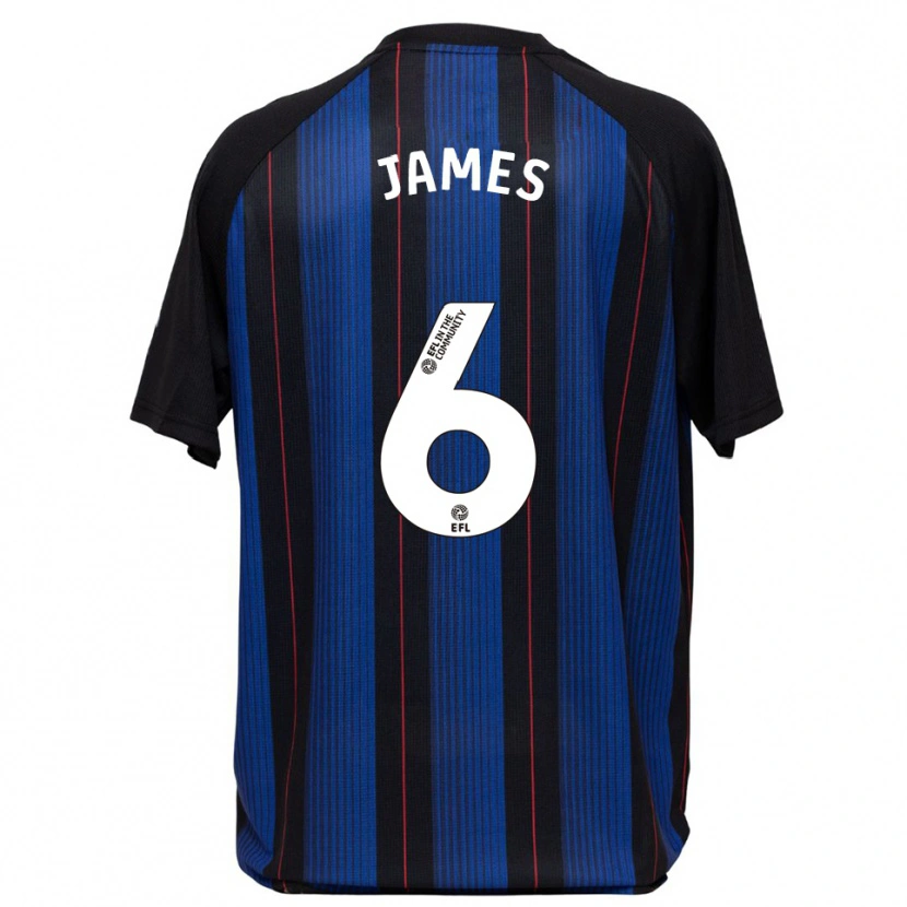 Danxen Hombre Camiseta Daniel James #6 Azul Negro 2ª Equipación 2025/26 La Camisa