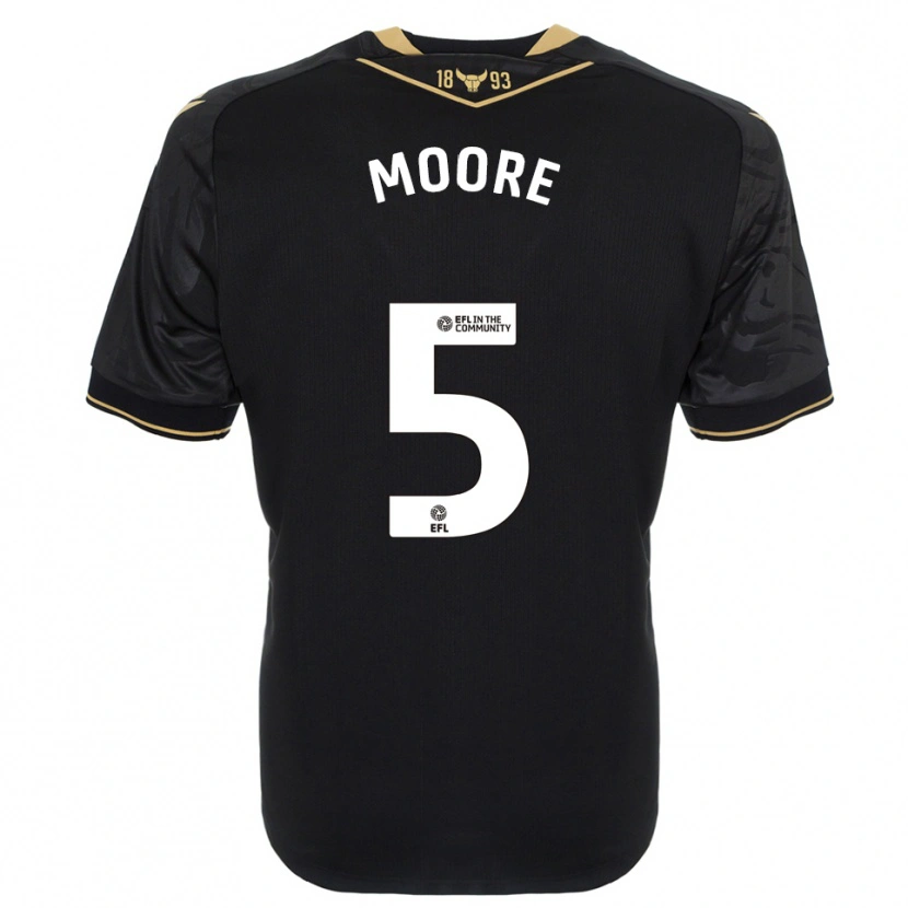 Danxen Hombre Camiseta Elliott Moore #5 Negro Oro 2ª Equipación 2025/26 La Camisa