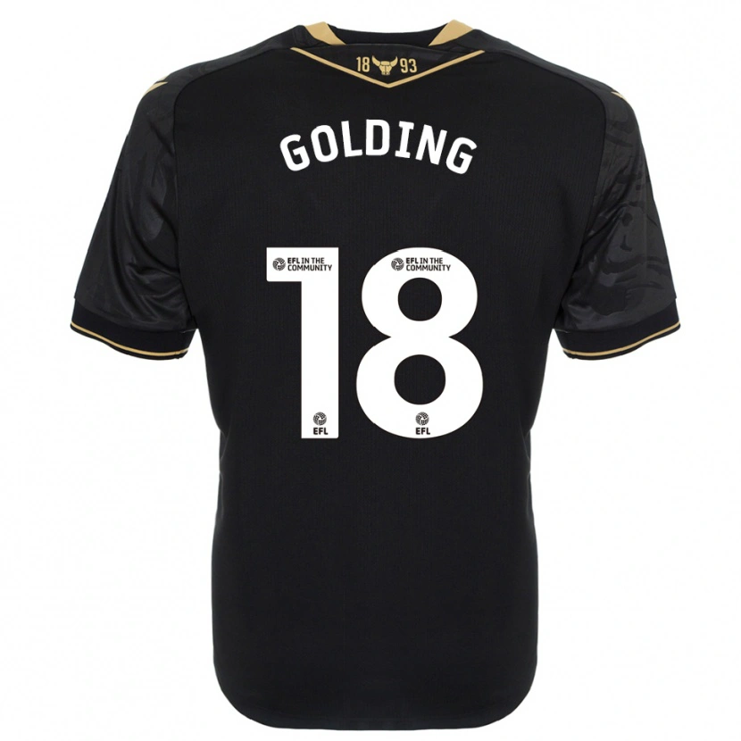 Danxen Hombre Camiseta James Golding #18 Negro Oro 2ª Equipación 2025/26 La Camisa