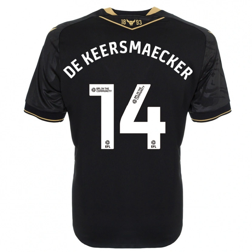 Danxen Hombre Camiseta Brian De Keersmaecker #14 Negro Oro 2ª Equipación 2025/26 La Camisa