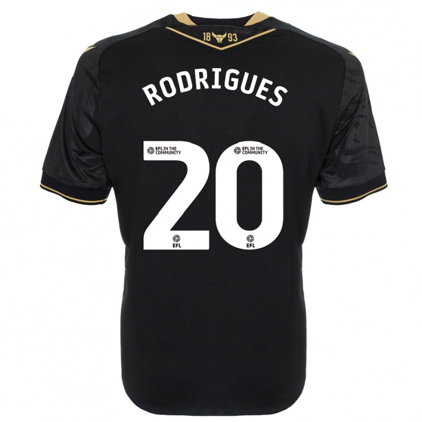 Danxen Hombre Camiseta Rúben Rodrigues #20 Negro Oro 2ª Equipación 2025/26 La Camisa
