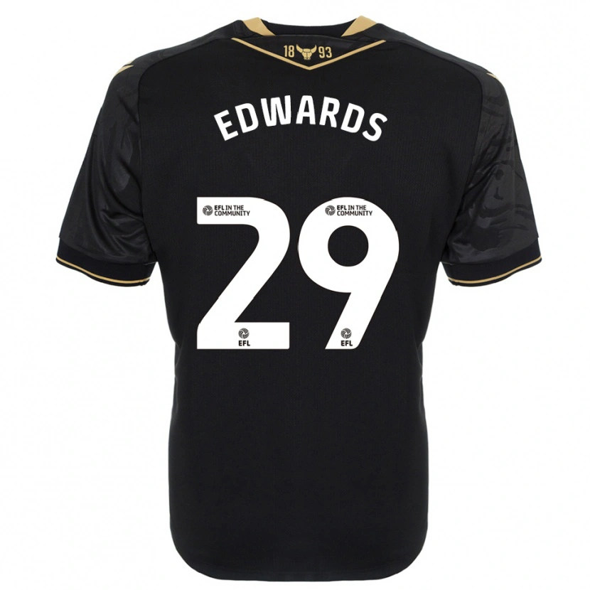 Danxen Hombre Camiseta Kyle Edwards #29 Negro Oro 2ª Equipación 2025/26 La Camisa