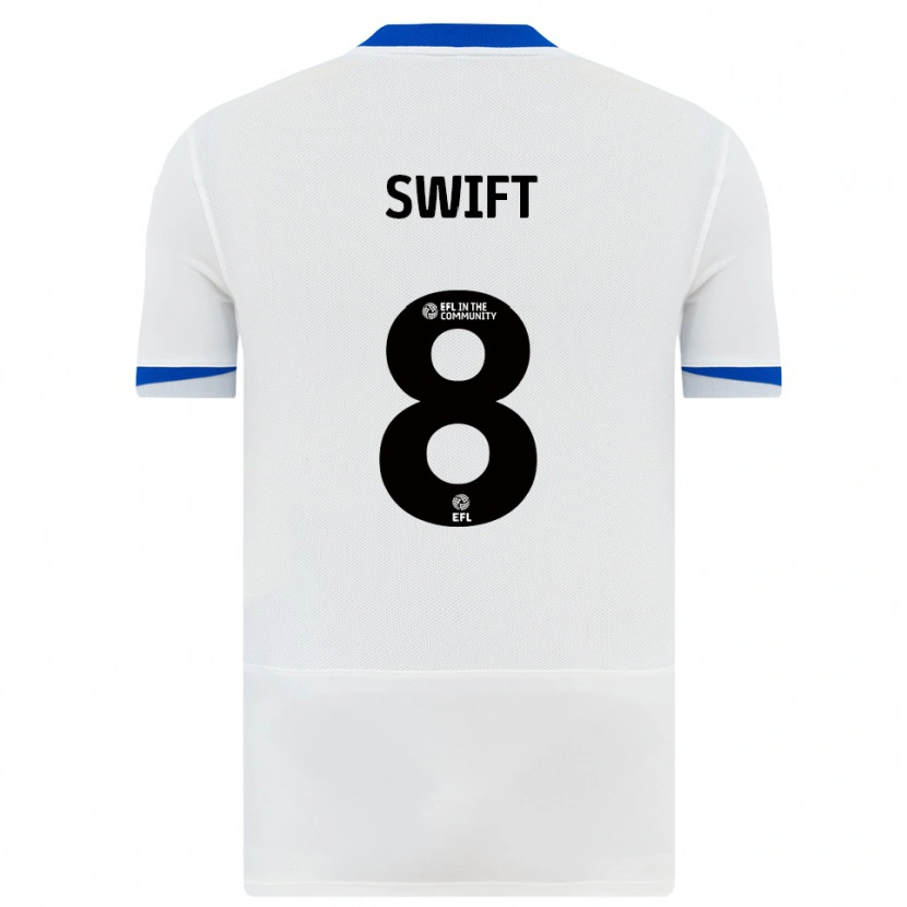 Danxen Hombre Camiseta John Swift #8 Blanco Negro 2ª Equipación 2025/26 La Camisa