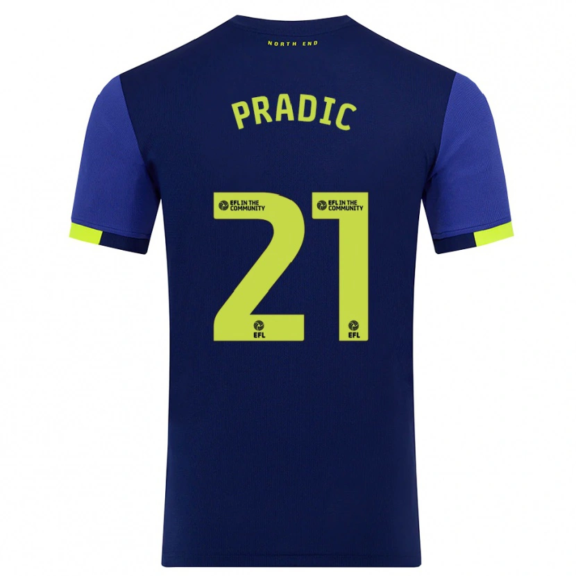 Danxen Hombre Camiseta James Pradic #21 Azul Marino Amarillo 2ª Equipación 2025/26 La Camisa