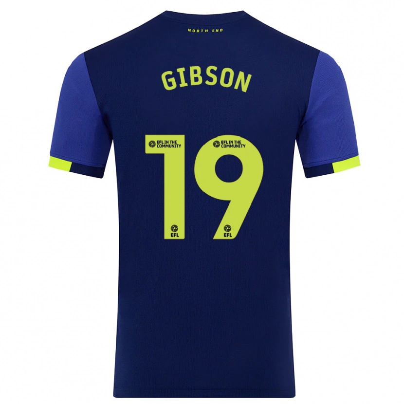 Danxen Hombre Camiseta Lewis Gibson #19 Azul Marino Amarillo 2ª Equipación 2025/26 La Camisa