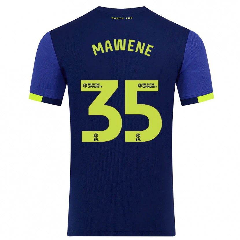 Danxen Hombre Camiseta Noah Mawene #35 Azul Marino Amarillo 2ª Equipación 2025/26 La Camisa