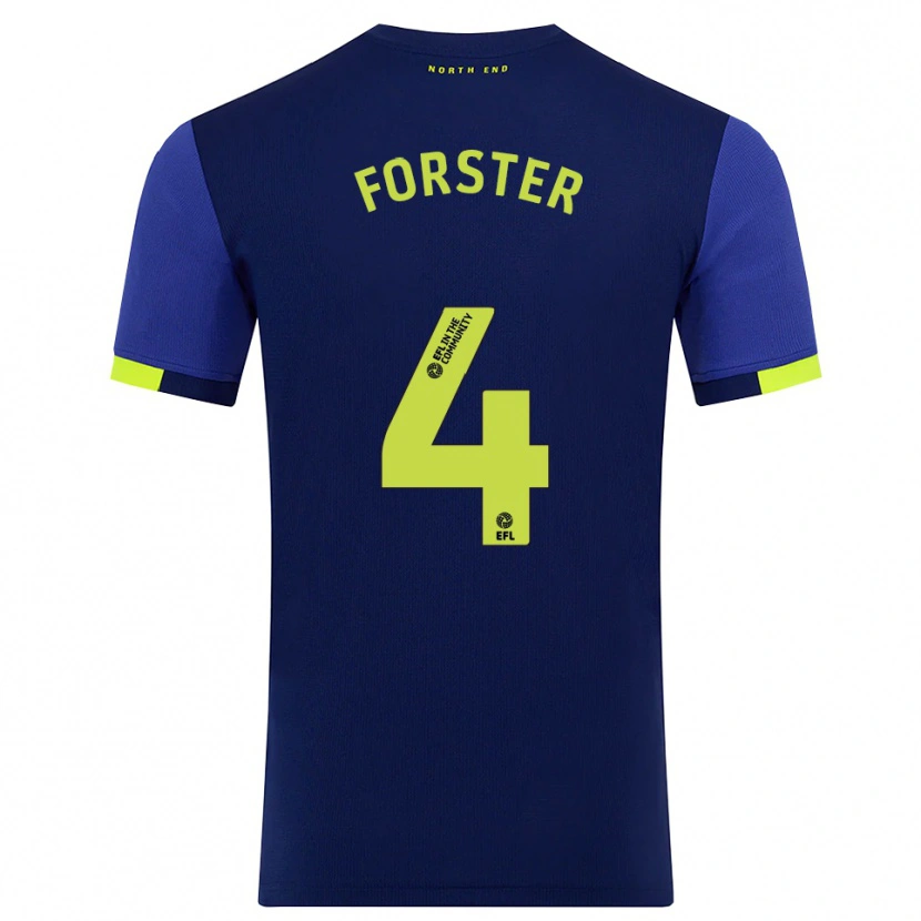 Danxen Hombre Camiseta Hannah Forster #4 Azul Marino Amarillo 2ª Equipación 2025/26 La Camisa