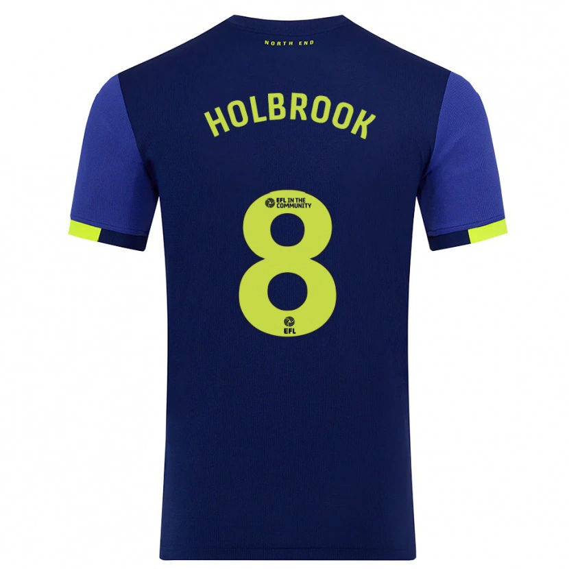 Danxen Hombre Camiseta Jess Holbrook #8 Azul Marino Amarillo 2ª Equipación 2025/26 La Camisa