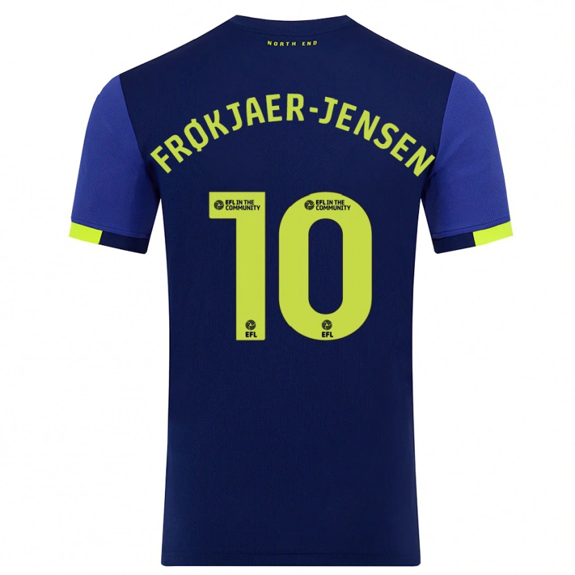 Danxen Hombre Camiseta Mads Frøkjaer-Jensen #10 Azul Marino Amarillo 2ª Equipación 2025/26 La Camisa