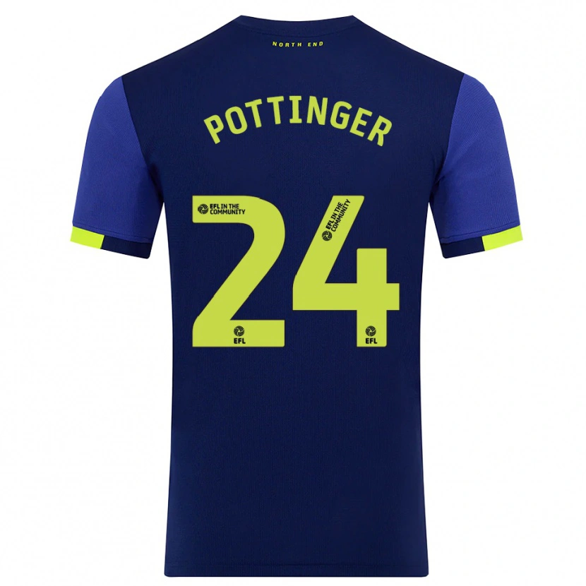 Danxen Hombre Camiseta Kaya Pottinger #24 Azul Marino Amarillo 2ª Equipación 2025/26 La Camisa