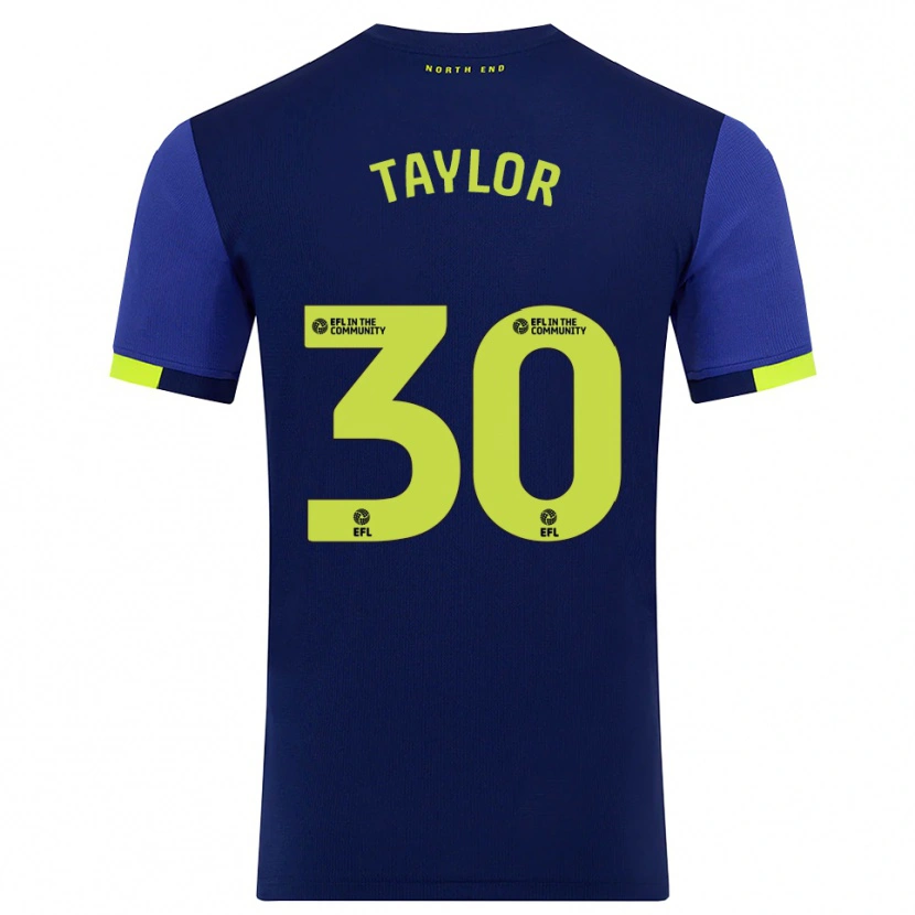 Danxen Hombre Camiseta Kian Taylor #30 Azul Marino Amarillo 2ª Equipación 2025/26 La Camisa