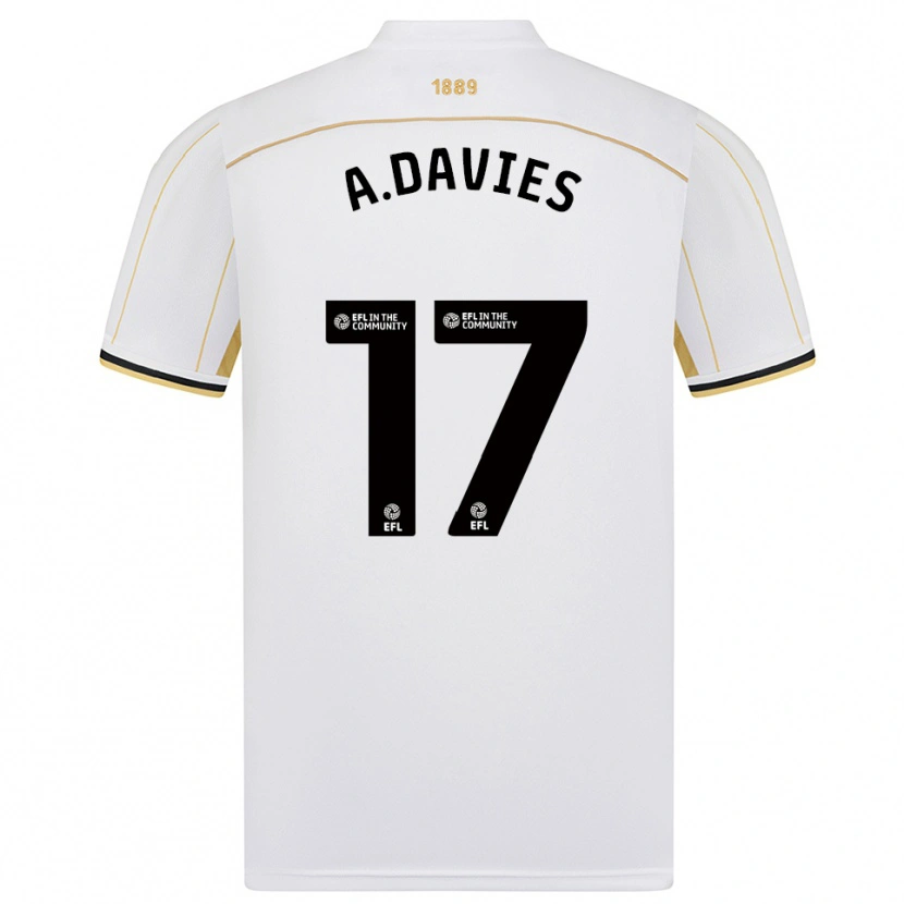 Danxen Hombre Camiseta Adam Davies #17 Blanco Oro 2ª Equipación 2025/26 La Camisa