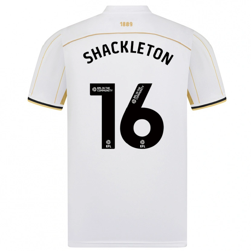 Danxen Hombre Camiseta Jamie Shackleton #16 Blanco Oro 2ª Equipación 2025/26 La Camisa
