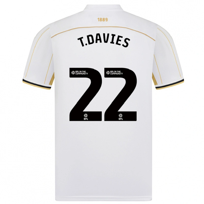 Danxen Hombre Camiseta Tom Davies #22 Blanco Oro 2ª Equipación 2025/26 La Camisa