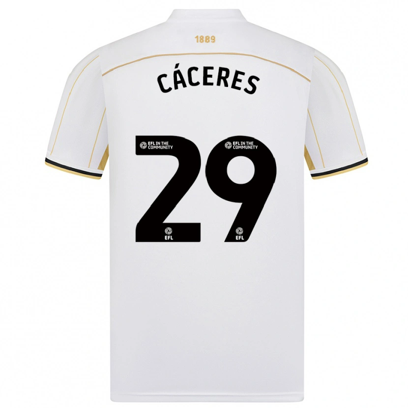 Danxen Hombre Camiseta Jefferson Cáceres #29 Blanco Oro 2ª Equipación 2025/26 La Camisa