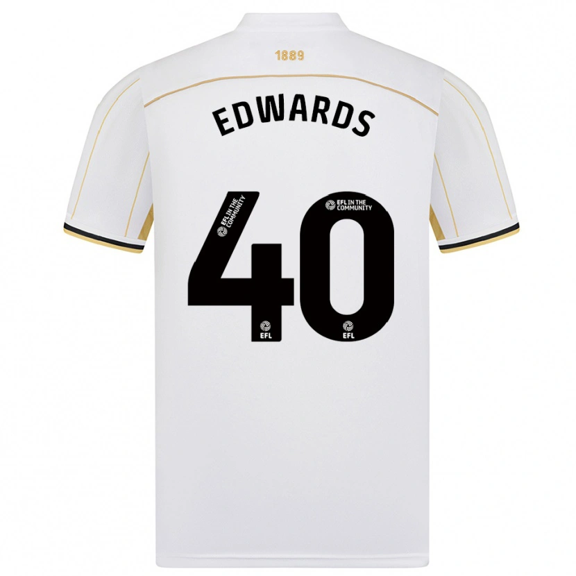 Danxen Hombre Camiseta Liv Edwards #40 Blanco Oro 2ª Equipación 2025/26 La Camisa