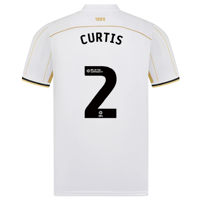 Danxen Hombre Camiseta Sam Curtis #2 Blanco Oro 2ª Equipación 2025/26 La Camisa